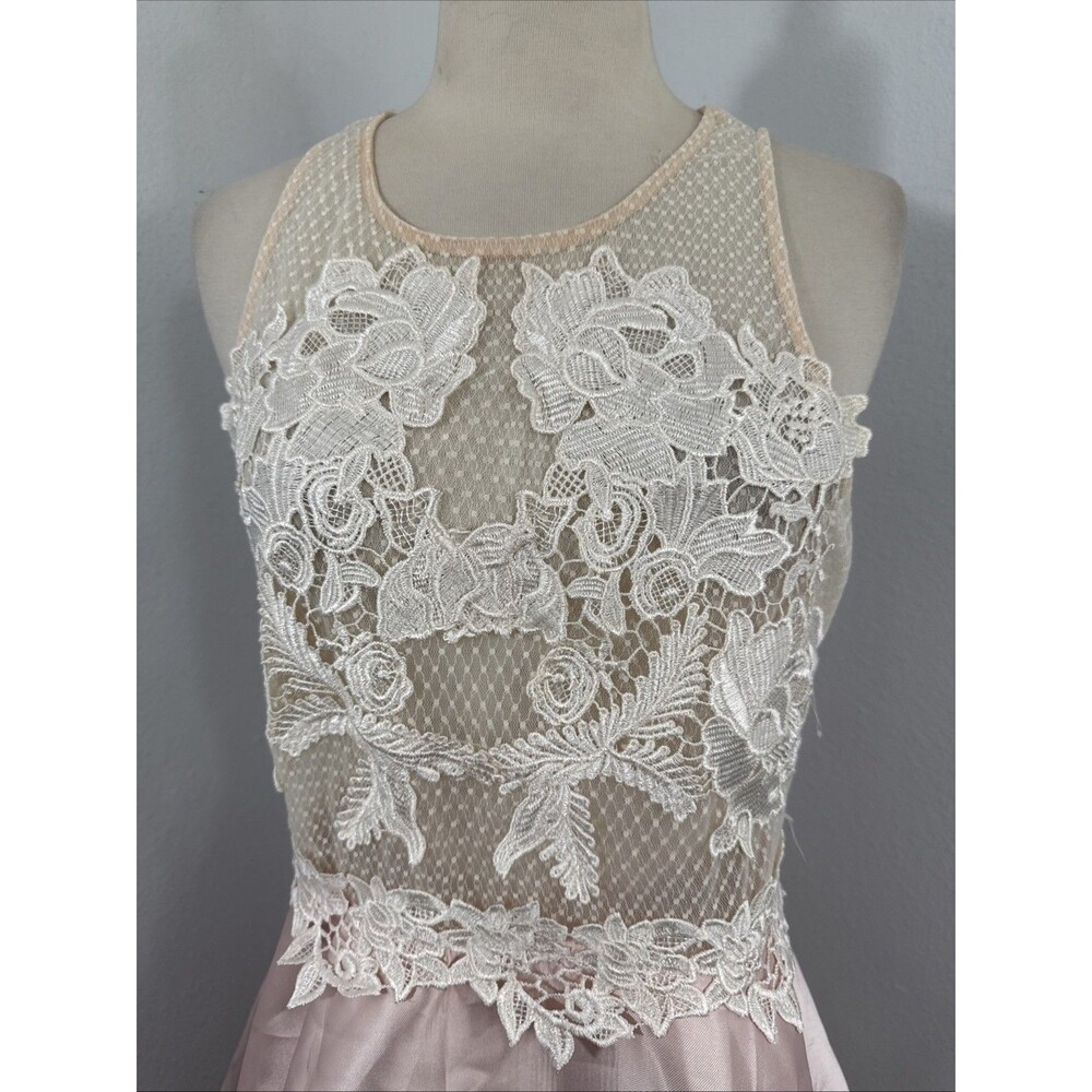 A Peach‎ Dress Womens M Champagne Strapppy Back Feminine Party Events Y2K - Picture 2 of 11